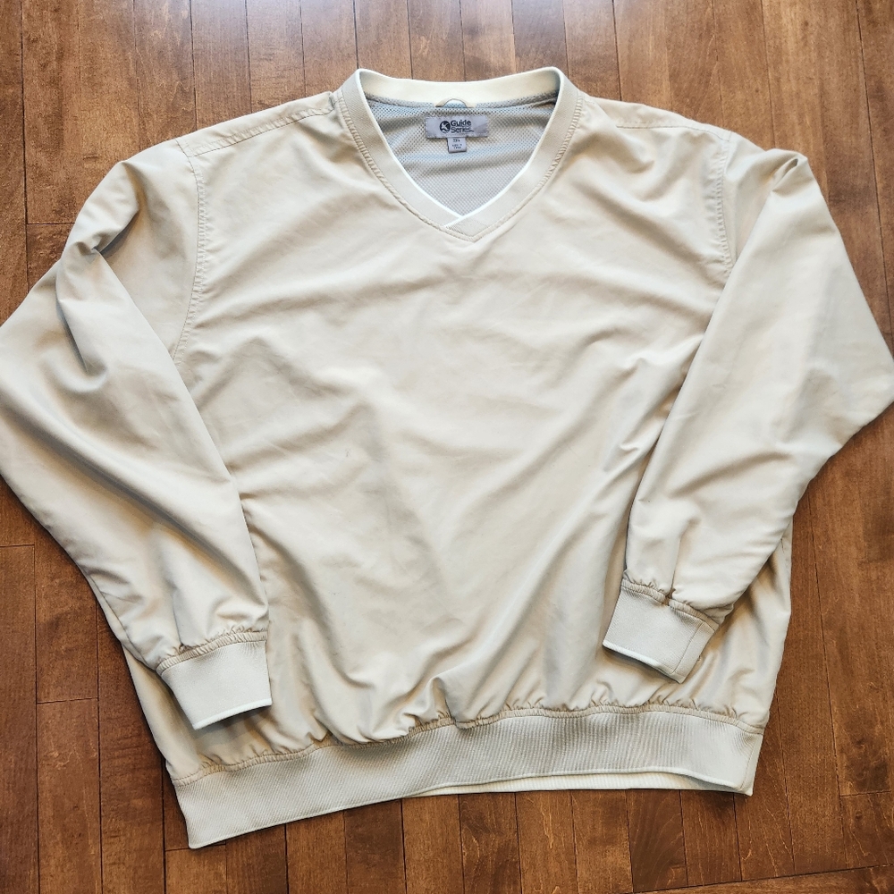 Mens Guide Series 2XL Cream V-Neck Pullover with Ribbed Trim